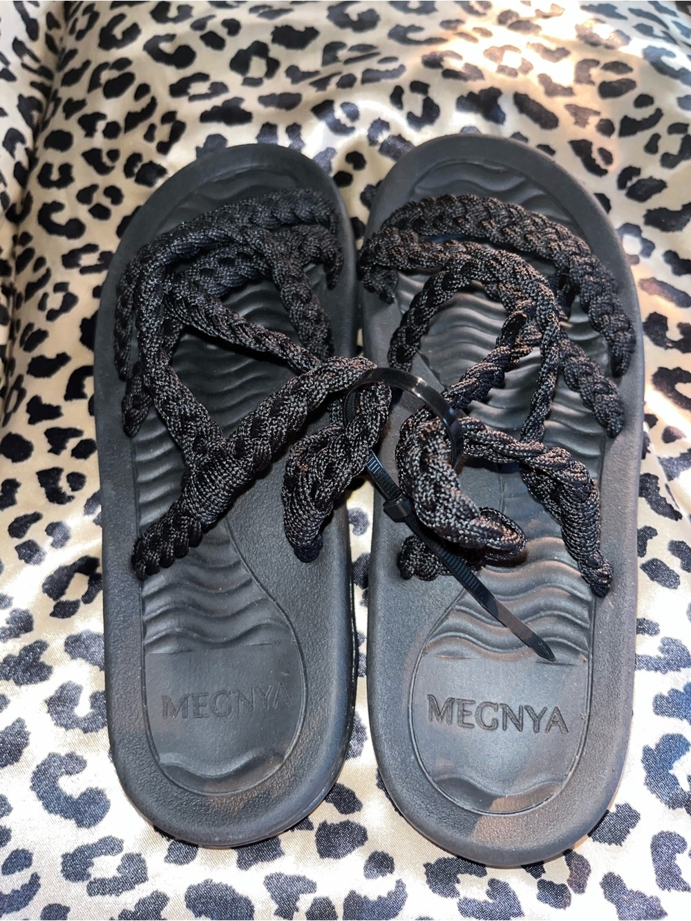 Black Braided Strap Sandals